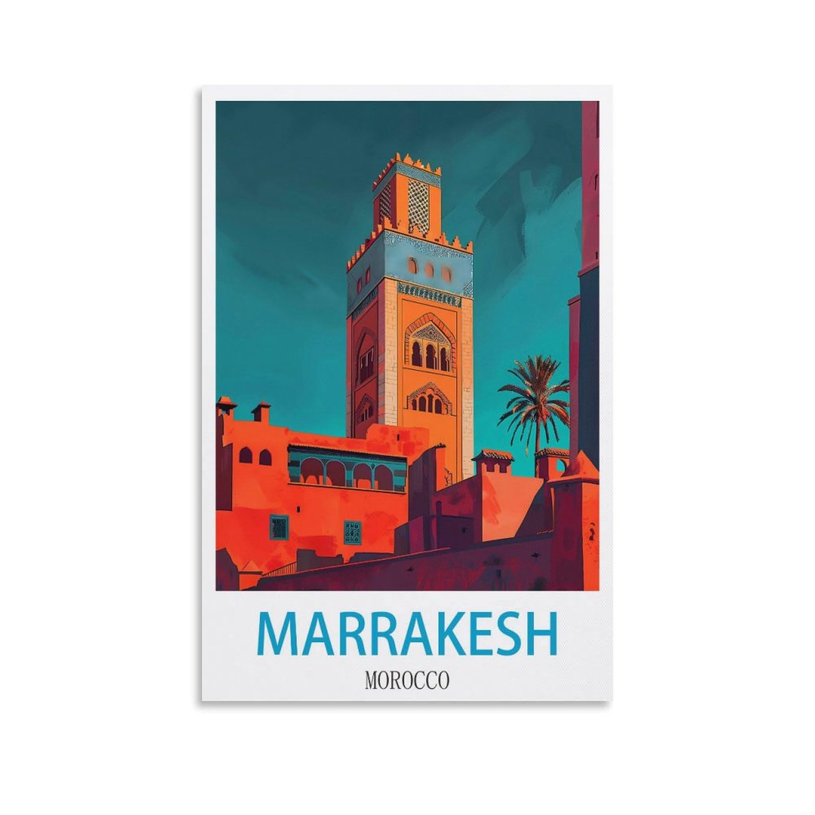 Xllyxygjq Unframe-Style Marrakesh Morocco Vintage Travel Posters 12X18inch(30X45cm) Canvas Wall Art Poster Print Artwork Painting Picture For Home Decoration Living Room Office Bedroom