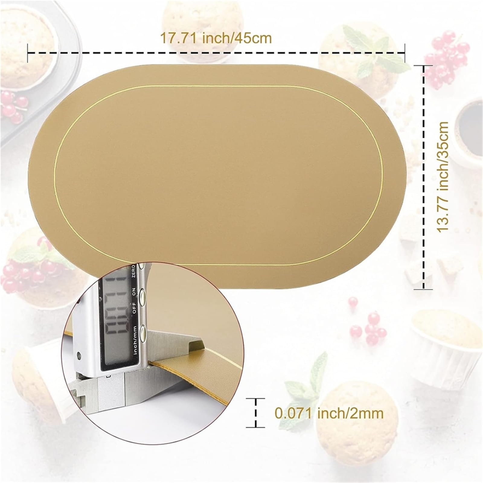 Faux Leather Placemats Sets de Table en Similicuir, Design Ovale Double Face, imperméables, lavables, for la Cuisine et Salle à Manger(Yellow,6PCS 45x30CM)