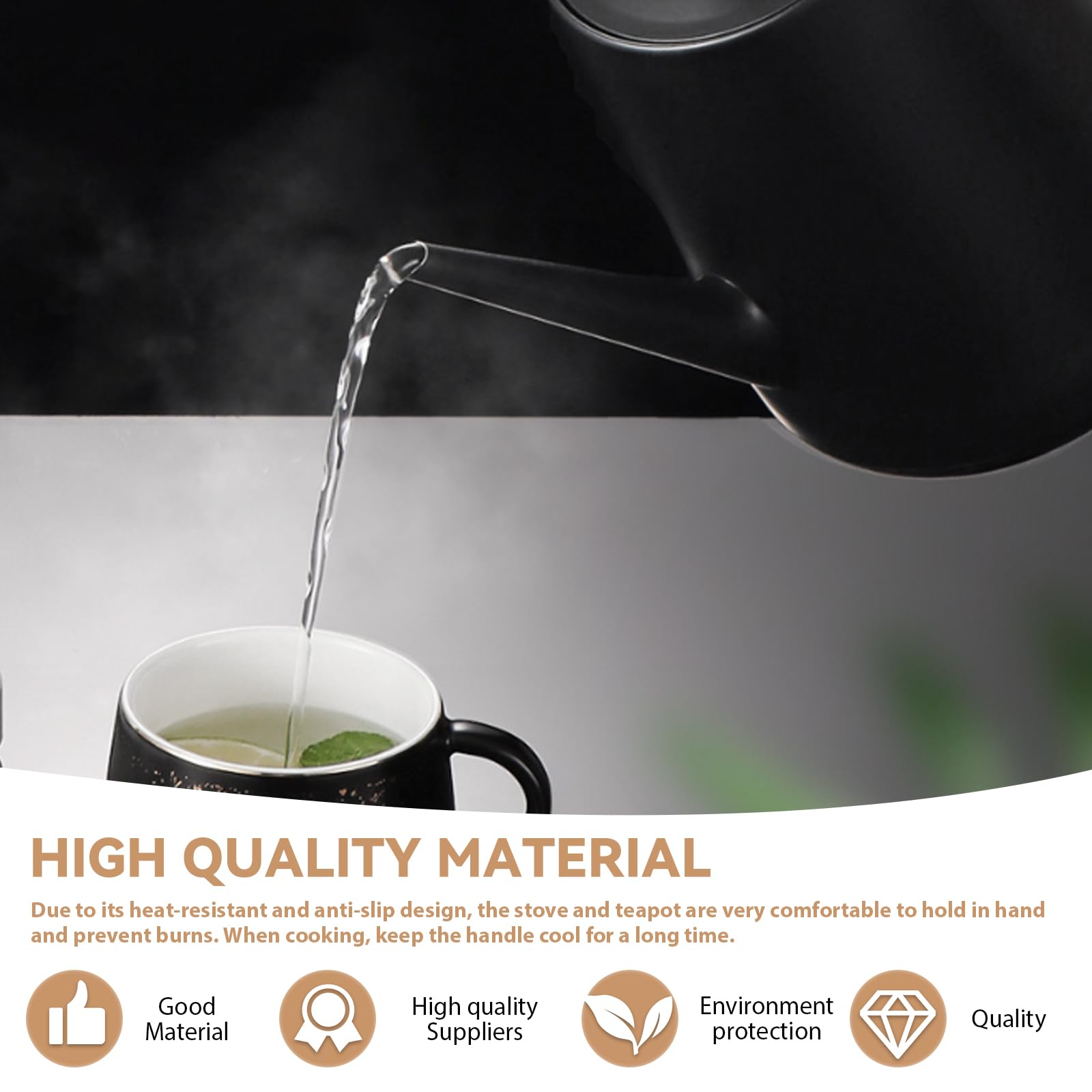 1.5L Teekanne mit Siebeinsatz, Doppelwandig Isolierte Edelstahl Teekannes, Schwarzer Teekanne mit Hitzebeständigem Griff, Thermo Teekannen Isolierkanne Thermoskanne Tee für Tee Teebeutel Kaffee