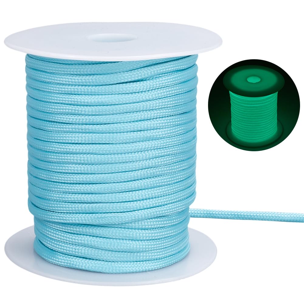 SOFPLATE 34 Yards/31m Polyester Paracord Camping Cord Glow in The Dark Para Cord Parachute Spool Cords Luminous Rope for Outdoor Hiking Beading Bracelets Lanyards DIY Crafts Project Supplies