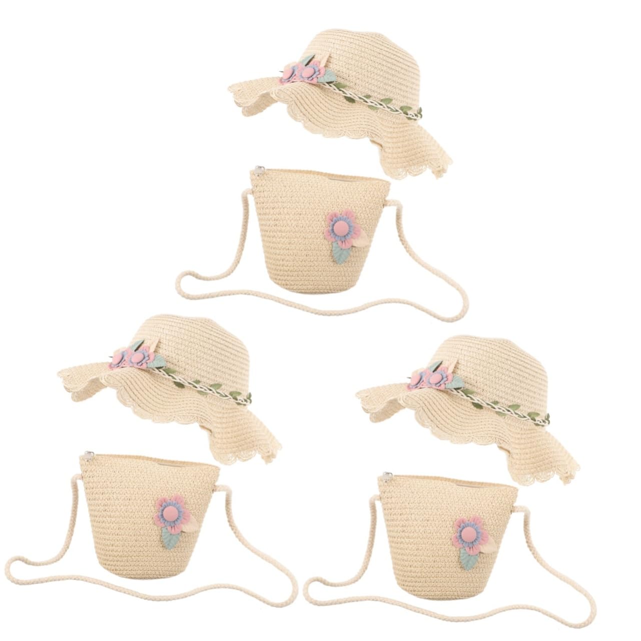 VALICLUD Strandhut Für Mädchen Kappe Damen Hüte Kleinkindermützen -mädchen-Hut Sommermützen Mädchen Hüte Sommer Strandhüte Sombrero De Fischerhut Für Mädchen Tasche Stroh