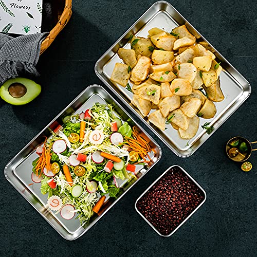 Joyfair Baking Tray Set of 2, Stainless Steel Baking Sheet Pans, Deep Cake Tins/Rectangle Bakeware for Cake/Brownie/Lasagna/Casserole, 26x20x5cm, Heavy Duty, Matte Finish& Dishwasher Safe - Image 5