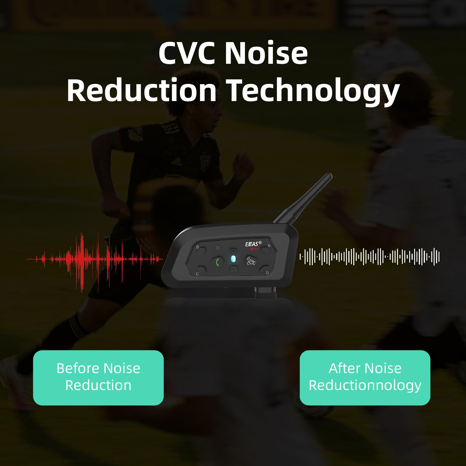 EJEAS V6C Fußball Schiedsrichter Bluetooth Intercom Headset mit CVC Rauschunterdrückung und Armtasche für 2 Schiedsrichter Intercom (2 Packung)