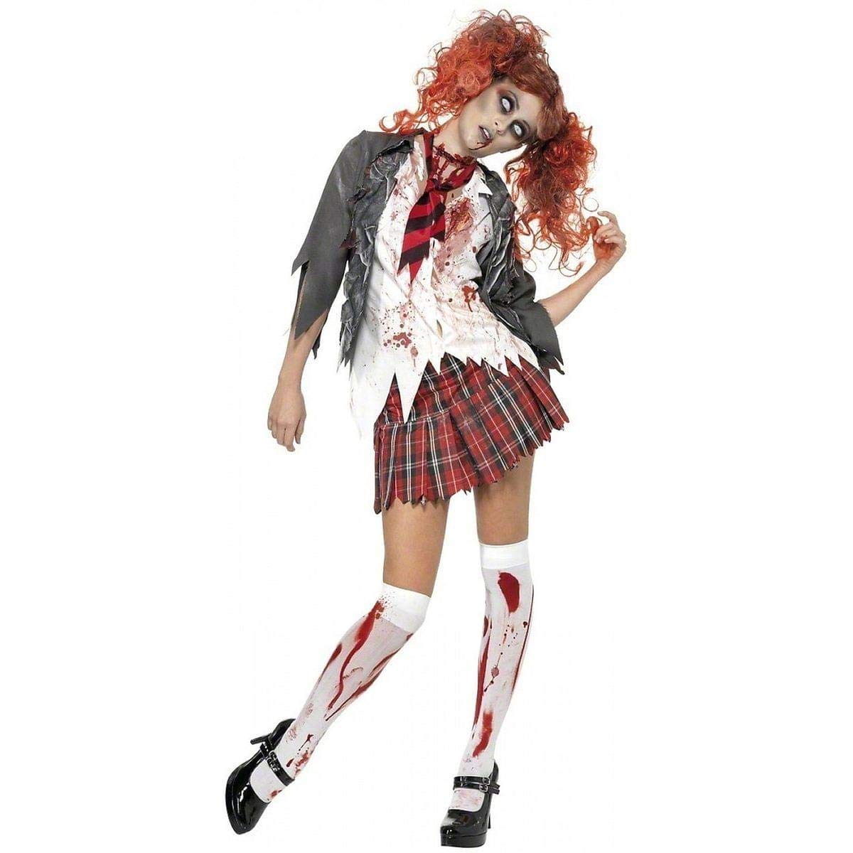 High School Zombie Horror Halloween costume rosso discepola bianco grigio
