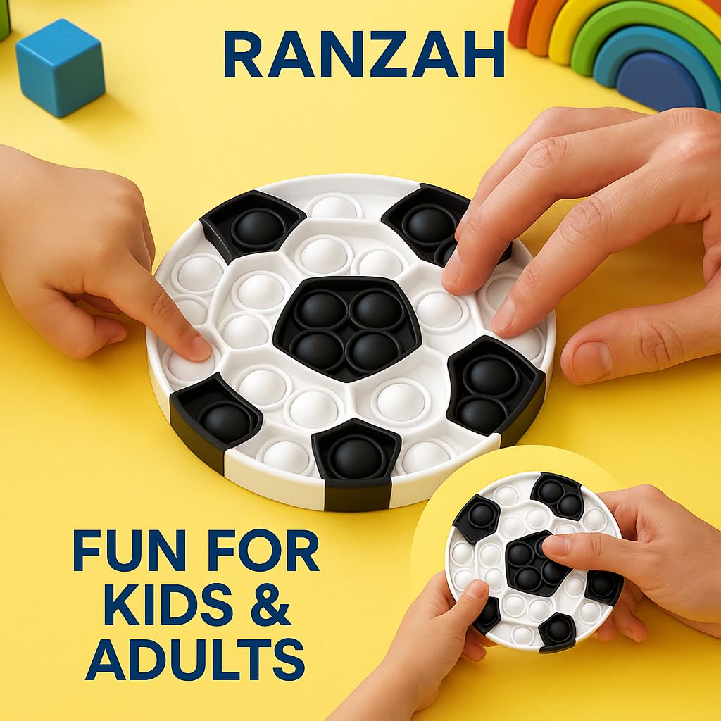 Ranzah Pop Fidget Toy Push Pop Bubble Sensory Toy For Kids And Adults Travel Poppet Toy Squishy Toy For Gifts & Parties ADHD Stress & Anxiety Relief Toy Squeeze Toddler Toy (Football) - Image 3
