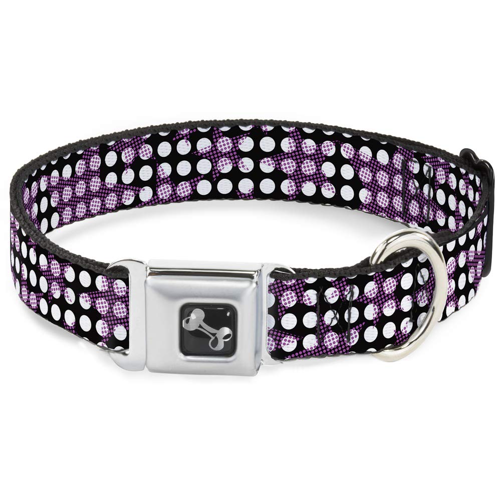Collier de chien os ultra-résistant motif rétro noir et rose