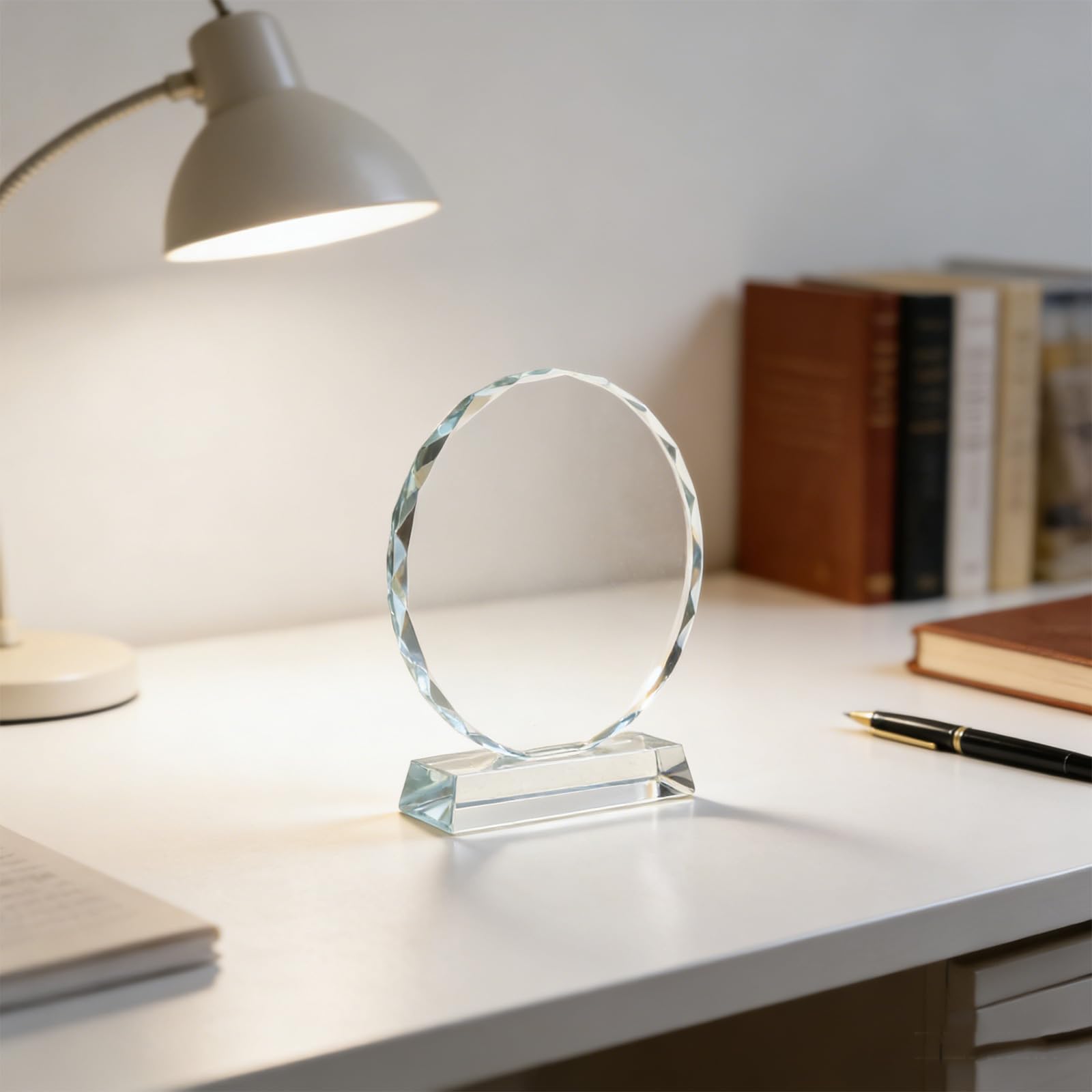 Toyvian Trofeo de Cristal de Premio de Logro en Forma de Girasol, Placa de Cristal Transparente Octogonal 16 Cm, Trofeo para Reconocimiento Laboral y Ceremonia de Jubilación, Adorno