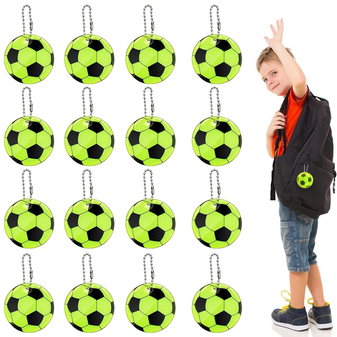 Reflector Colgante de Seguridad 30 Piezas, Colgante de Fútbol Reflectante