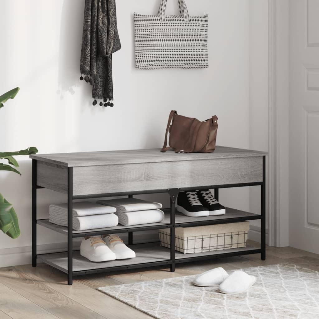 Ławka na buty 100x42,5x50 cm Drewno inżynieryjne Szary Dąb Sonoma
