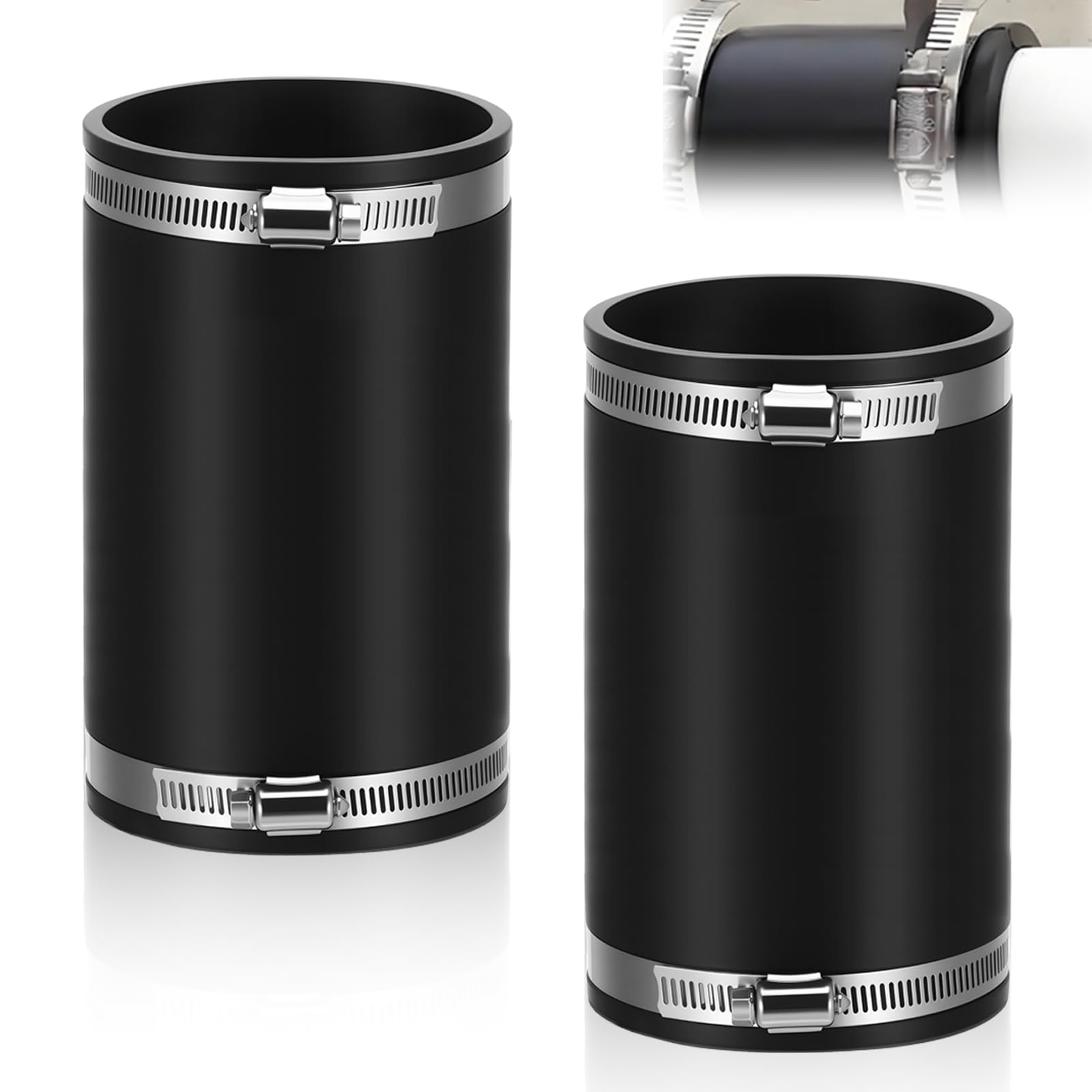 2 Pieces Flexible Rubber Connector ID Condensate Pipe Coupling Replacement New