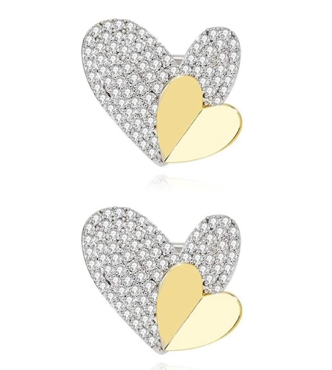 KYUSAR Brosche Broschen 2-teiliges Set Brosche Kristall Liebe Herz Brosche Hochzeit Party Kleidung Modeschmuck Accessoires Für Frauen Broschen FüR Kleidung