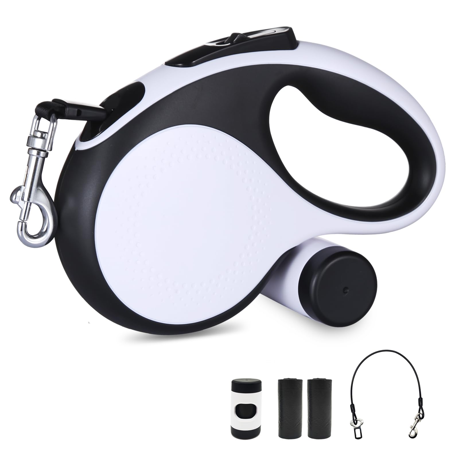 26Ft Retractable Dog Leash with Chew Proof Cable,Heavy Duty Dog Leash with Removable Poop Bags for Medium Large Dogs up to 110lbs,Strong Nylon Tape No