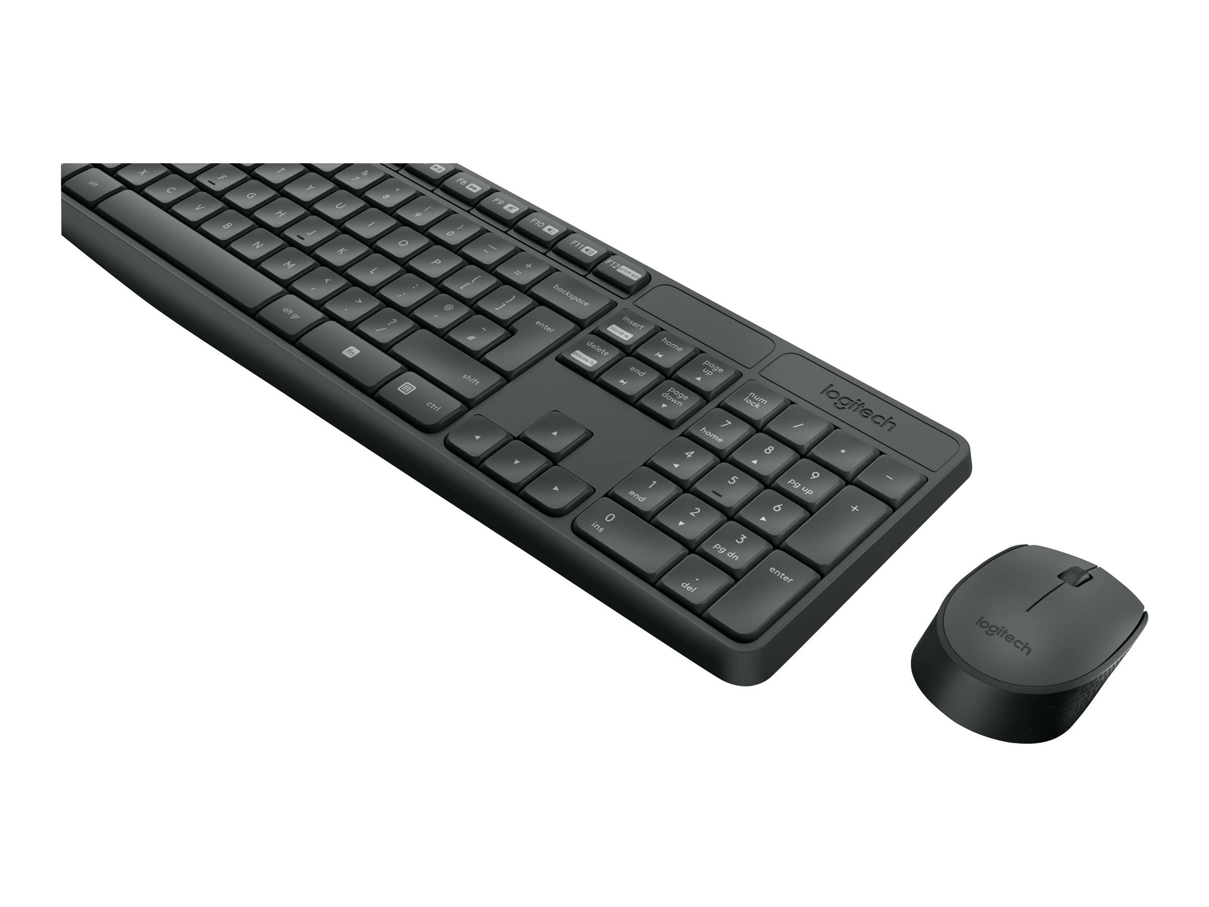 Mk235 Wireless Keyboard And Mouse Combo For Windows, 2.4 Ghz Wireless With Unifying Usb-Receiver, Wireless Mouse,15 Fn Keys, 3-Year Battery Life, Pc/Laptop, US Intl Layout - Grey