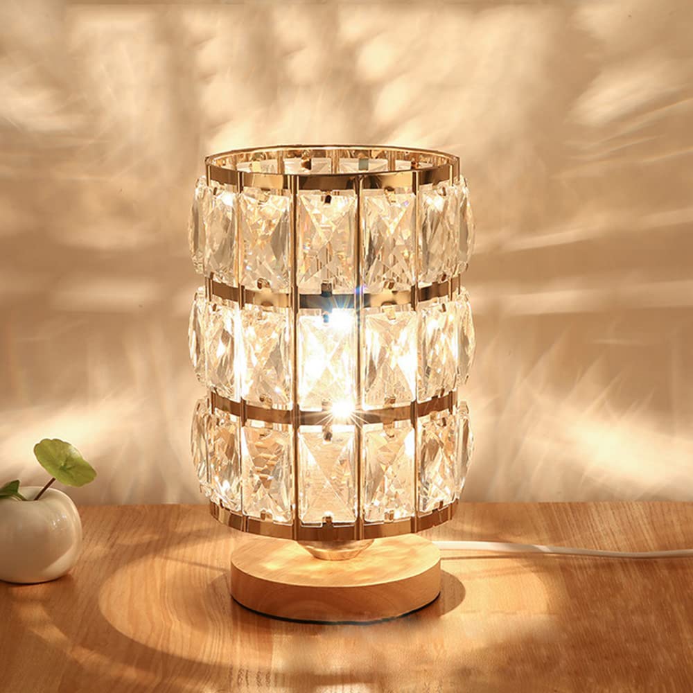 Lámpara de mesa de cristal moderna, Elegante Lámpara Decorativa de Mesita de noche, Lámpara de escritorio con interruptor de encendido / apagado en línea para dormitorio, sala de estar (B)