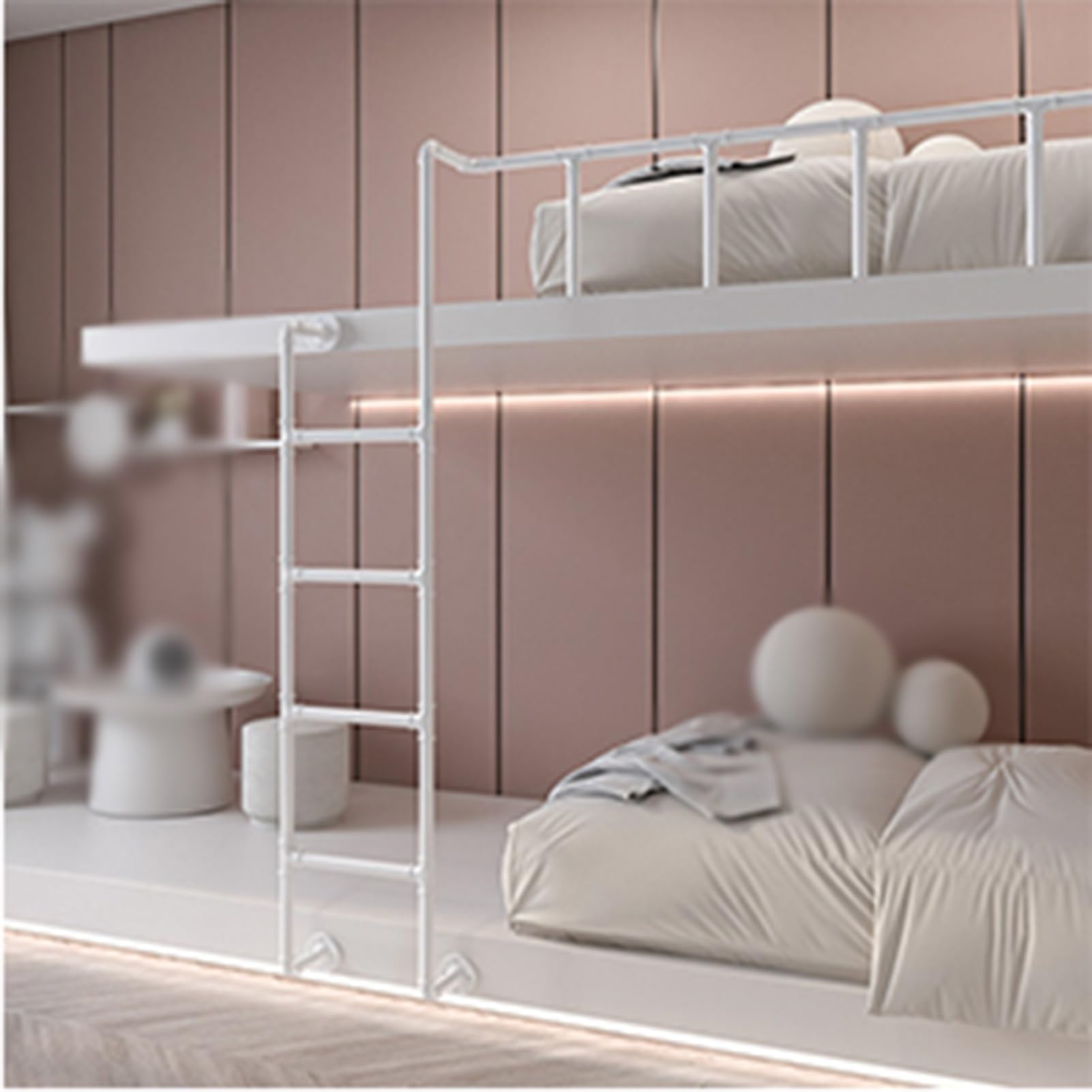 Escalera de metal blanca y negra para cama de loft montada en la pared, ático, sótano, escape, seguro contra incendios, ahorro de espacio, ajustable de 1,0 a 2,4 m, para el hogar