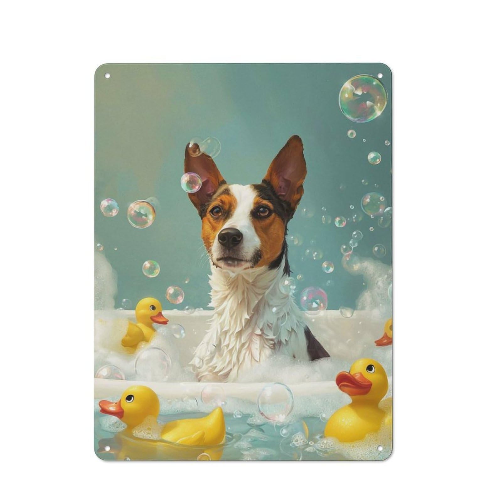 Junmoney Basenji Dog Tin Wall Plaque 40X30cm With For Living Room Or Hallway, For Garage, Workshop And Man Cave Decoration