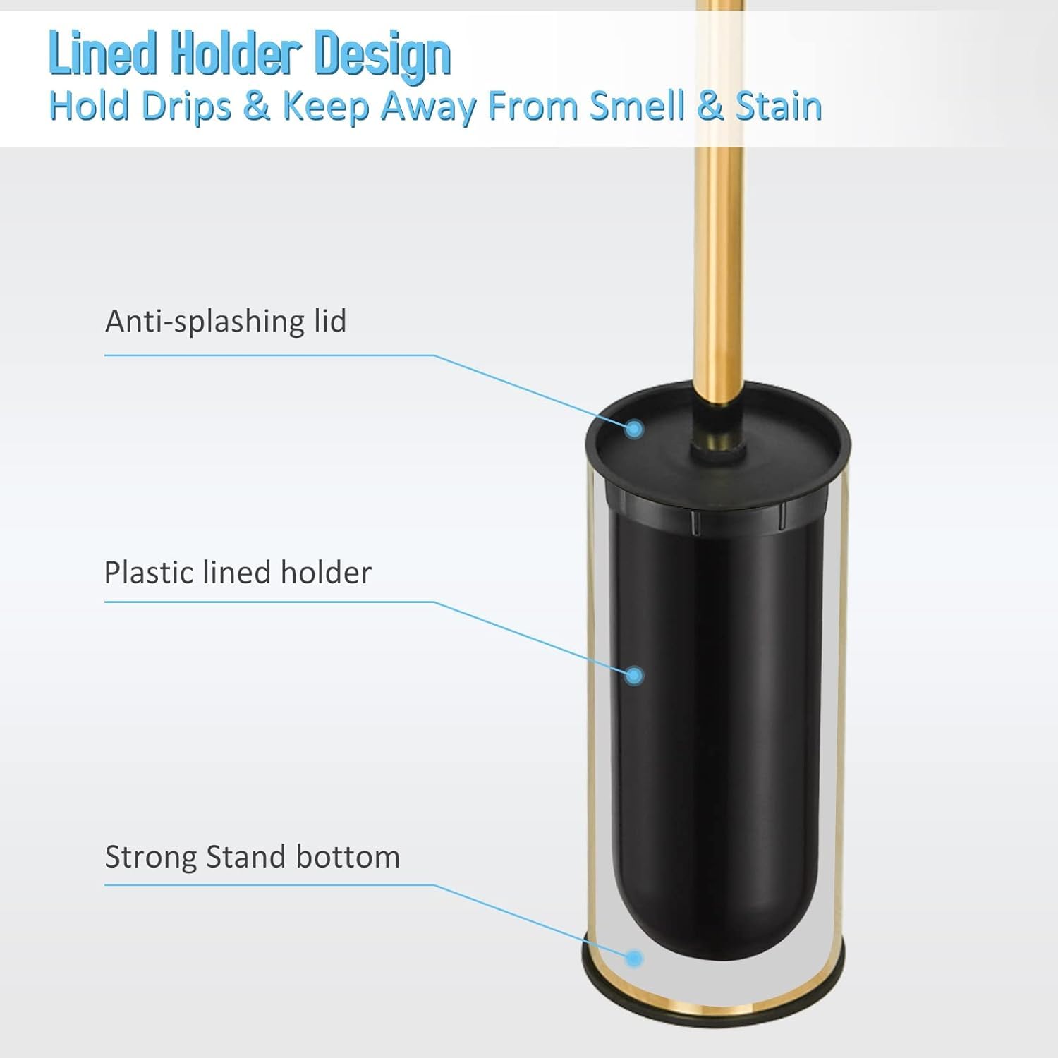 Stainless Steel Toilet Brush and Holder, floor standing, long handle,Heavy Duty Cleaner for Bathroom,Chrome - Image 3