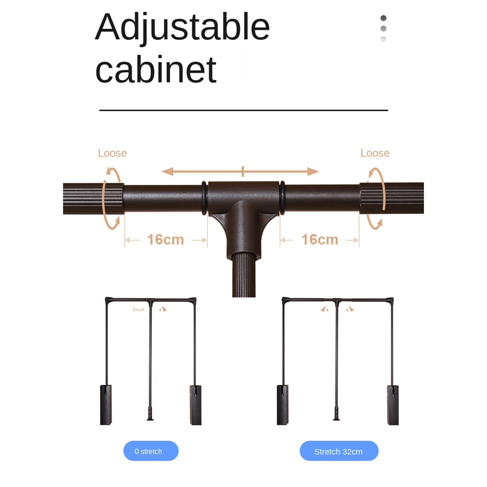 Appendiabito Saliscendi per Armadio Larghezza Regolabile Asta Porta Abiti Singolo A Scomparsa Rimovibile Appendiabiti Lift da Parete,Grigio,660to890mm
