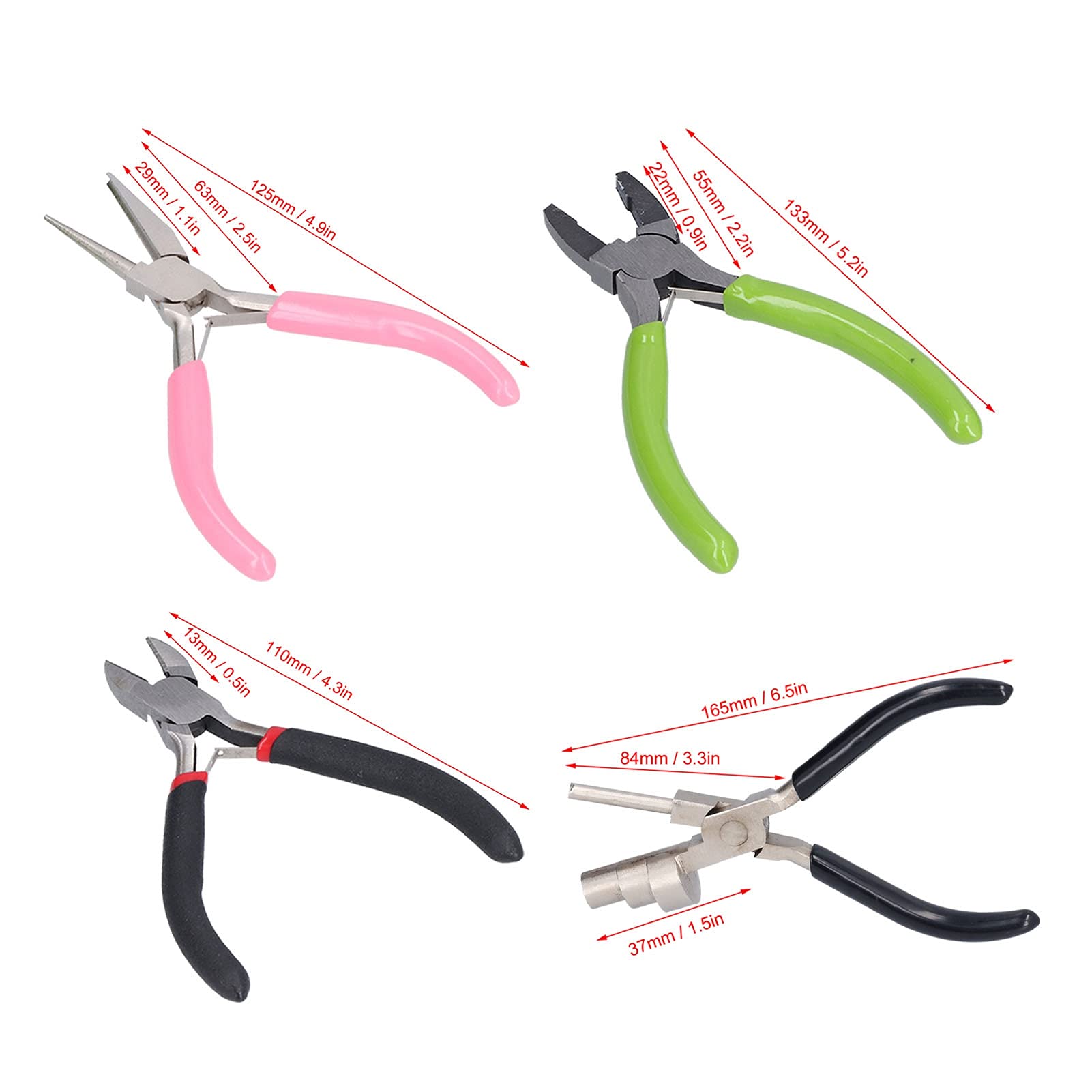 Juego de alicates de autoagarre de combinación de reparación profesional de bricolaje, alicates de joyería de 4 piezas de acero de alto carbono Alicates de fabricación de fianzas diagonales Kit de her