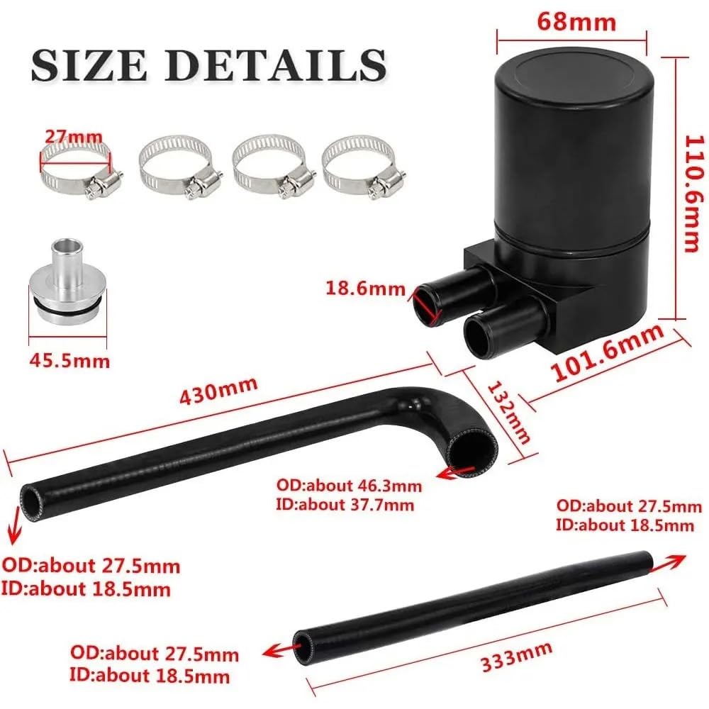Kit de tanque de depósito de lata de captura de aceite con manguera de radiador de silicona, Compatible con Bmw N20/N26 (negro) depósito de dirección asistida