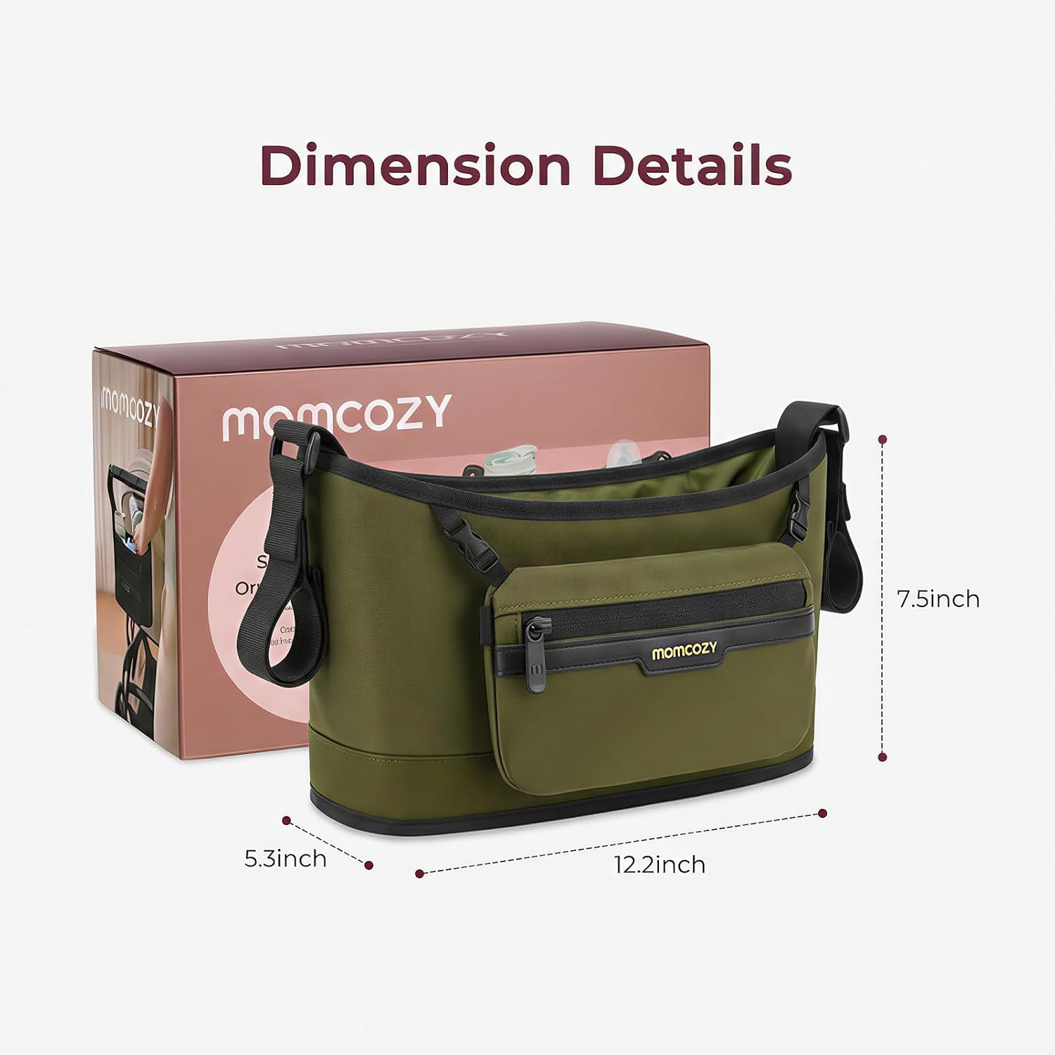 Momcozy Universal Stroller Organizer, Slim Stroller Caddy with 2 Insulated Cup Holders
