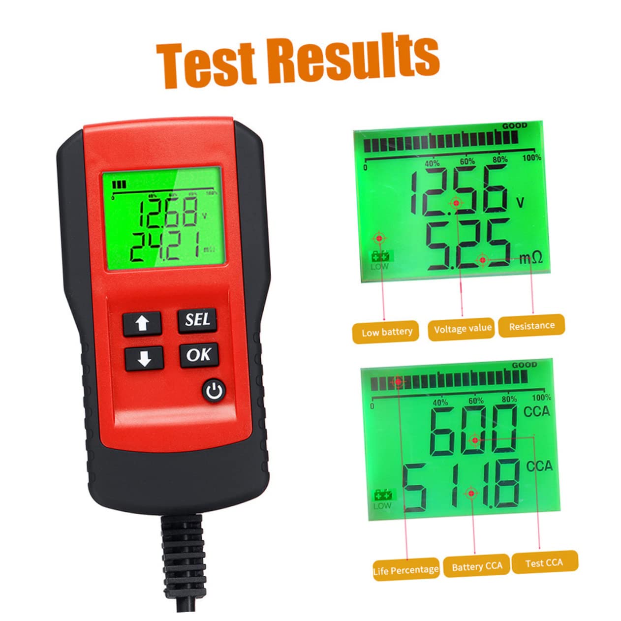 Tester Batteria Auto 12v Professionale Funzione Diagnostica Affidabile e Rapida per Batterie al Piombo, Abs e Rame, Adatto a Uso Automobilistico