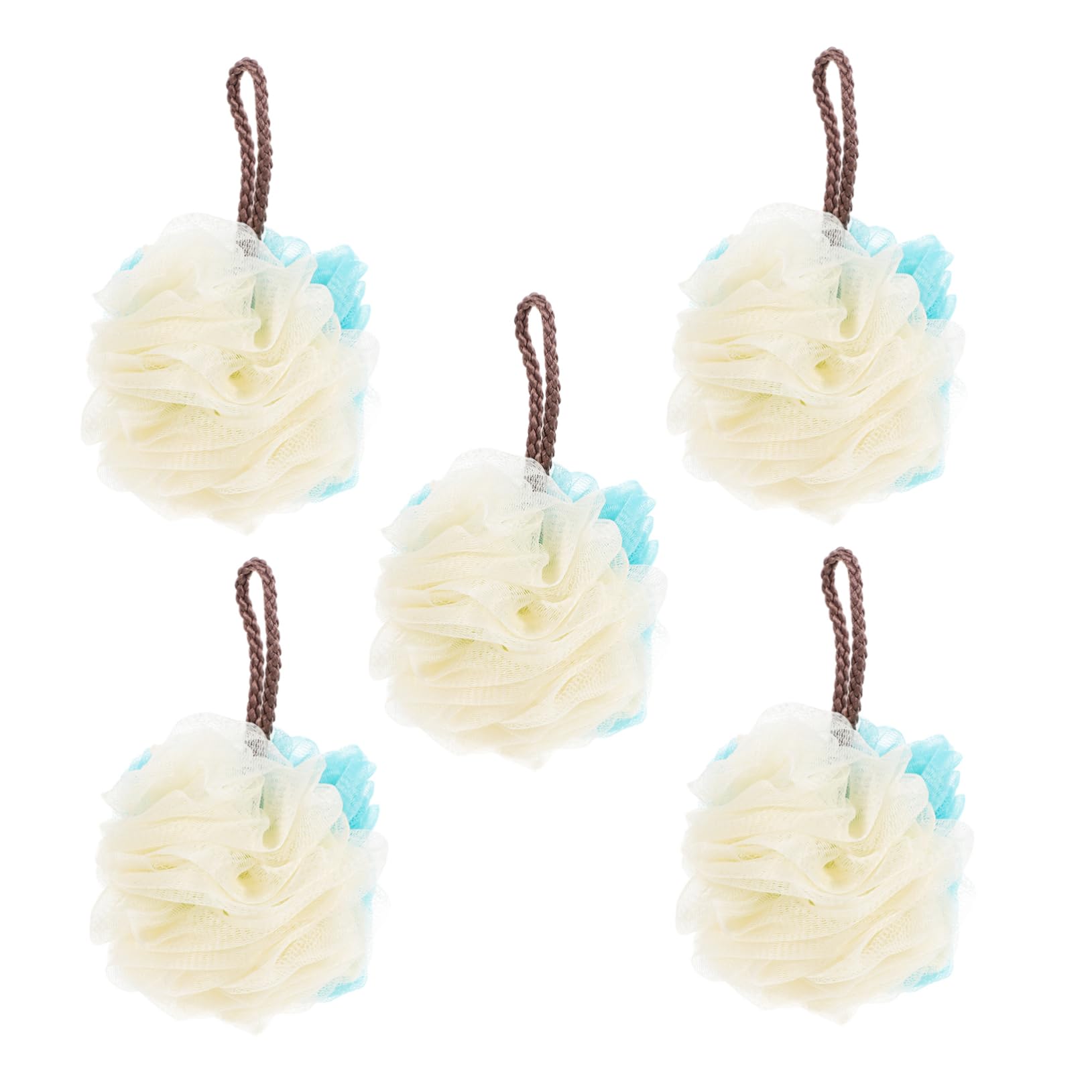 SHERCHPRY 5Pcs Bath Scrubbers Skin Exfoliating Shower Loofah Balls for Adults Body Cleaning Dual for Relaxing and Refreshing Showers