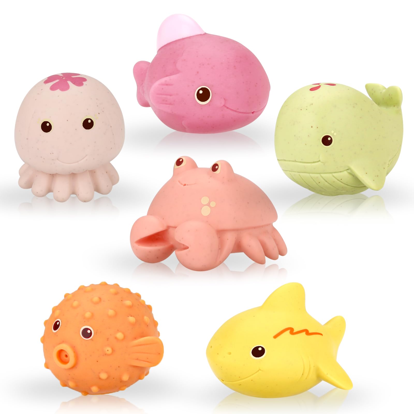 wokdsbl No Hole No Mould Baby  6 Pcs Soft Baby Toys for Toddlers, No Hole Kids Bath Toys for 1 2 3 Year Olds, Infant Toys for Bathtub Pool Beach, Sensory Toys for Girl or Boy
