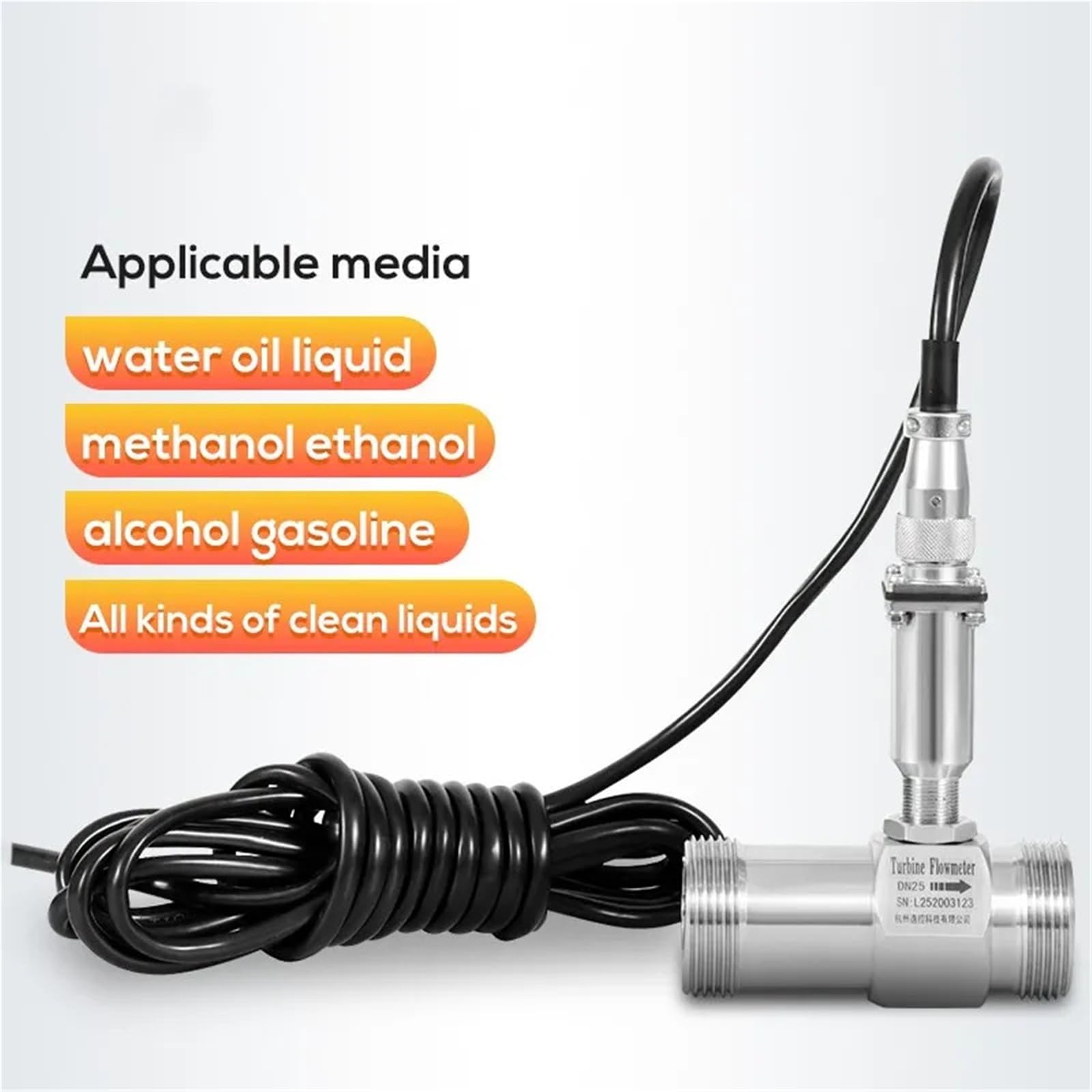 Medidor de caudal de agua, Medidor de flujo de alta precisión, rosca macho, Sensor SS304, agua, Alcohol, gasolina, combustible hidráulico, Sensor de flujo de aceite, pulso PLC(DN32)