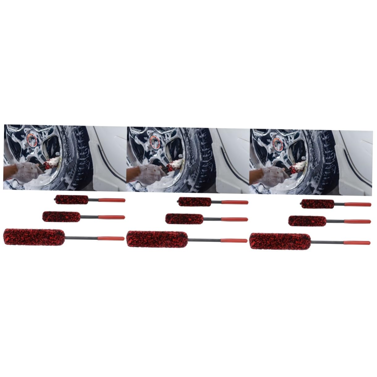 Ciieeo 3 Set Spazzola per La Pulizia degli Pneumatici Detergente per Ruote Macchia Ruota Auto Puscella di Pulizia delle Ruote Spazzola per Ruote Plastica Rosso 3 Pezzi*3