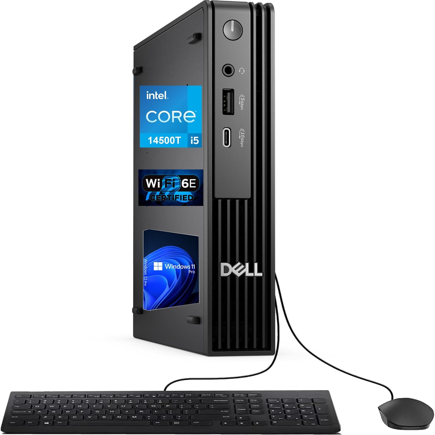 Dell Pro Micro Business Desktop (OptiPlex MFF Next-Gen), Intel Core I5-14500T, up to 4.8GHz, 16GB DDR5 RAM, 512GB SSD, WiFi 6E, Bluetooth, Windows 11 Pro, HDMI, DisplayPort, Wired KB&Mouse