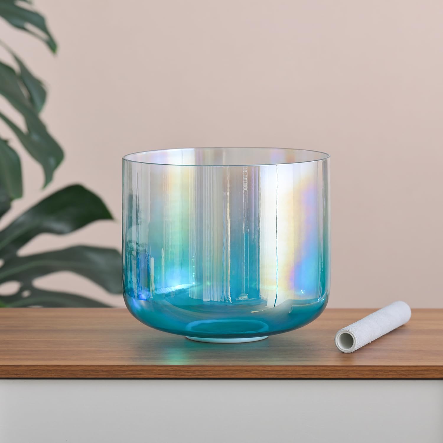 7 inch F note Clear Quartz Handle Crystal Singing Bowl with Mallet & O-ring