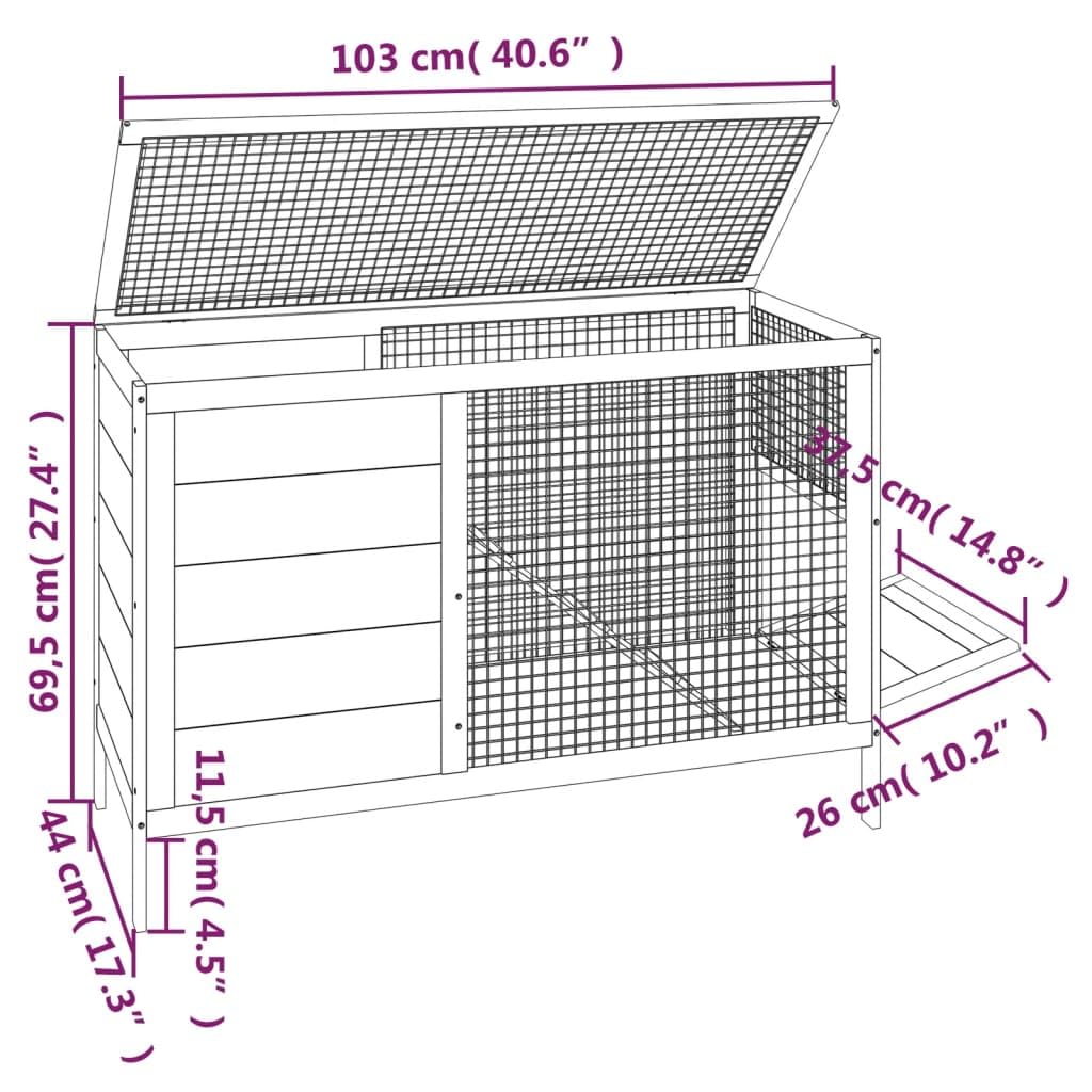 Conejera de Madera Maciza de Pino marrón 103x44x69,5 cm, CIADAZ Jaula Cobaya, Jaulas para Conejos, Jaula Hamster, Casa Conejo, Casita Conejo, Nido Conejo