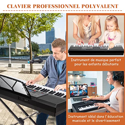 COSTWAY Clavier Piano Electrique 61 Touches avec Stand,Microphone,Ecran,Haut-parleur Amplificateur 300 Sons, 300 Rythmes… - Les Beatles, Paul McCartney, John Lennon, RIngo Starr, George Harrison COSTWAY Clavier Piano Electrique 61 Touches avec Stand,Microphone,Ecran,Haut-parleur Amplificateur 300 Sons, 300 Rythmes… – Image 8