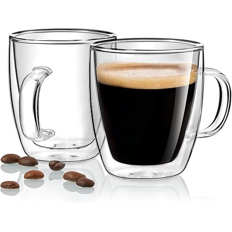 Double Wall Glass Espresso Cups 2.7 Oz Set of 2