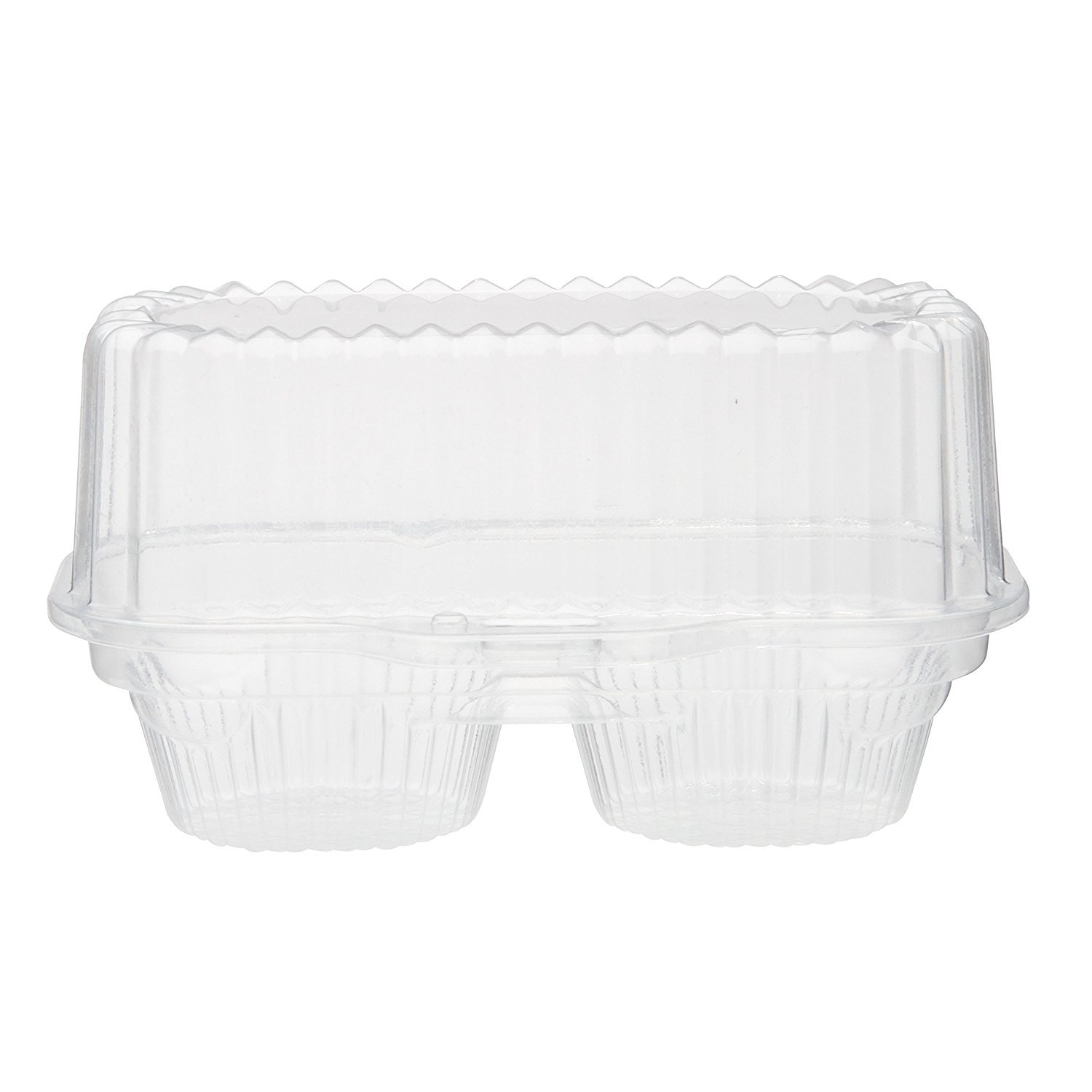 MT Products 2 Compartment Clear Plastic Cupcake Containers - Clear Cupcake Holder - 2 Cupcake Compartment with Hinged Design for Optimal Freshness - Pack of 15