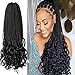 Crochet Braids Box Braids Crochet Hair For Black Women Black Crochet Braid Hair Curly Ends 18 Inch Box Braids Crochet Hair 22 Strands/pcs Braiding Hair Extensions 6Packs (Blackï¼ˆ1Bï¼‰)