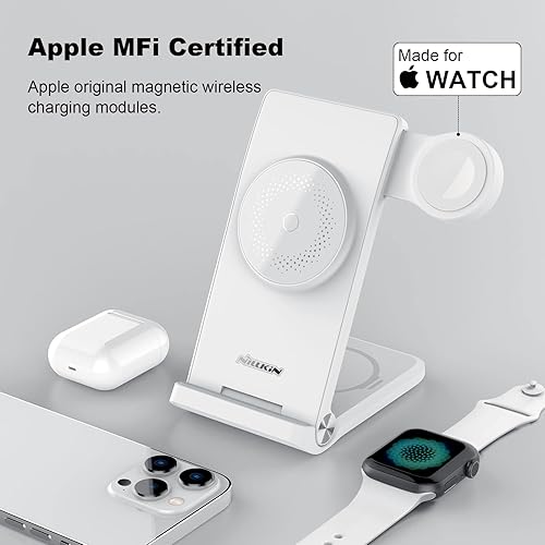 Miniatura 2 de Nillkin Estación de carga 3 en 1 para dispositivo Apple de 18 W, cargador magnético y plegable y magnético, estación de carga inalámbrica para