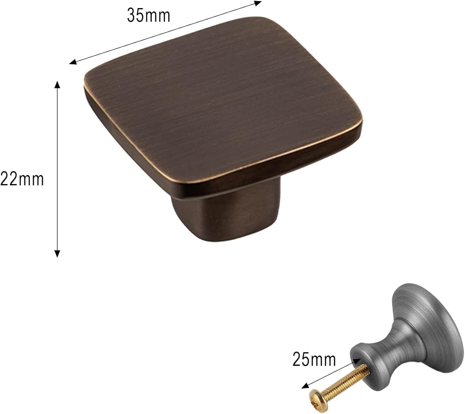 10 Pcs Drawer Knobs Gold Brass Cabinet Knobs Single Hole Solid Furniture Hardware with Screws for Kitchen Dresser Bathroom Bedroom Wardrobe (Color : Gray, Size : Single Hole)