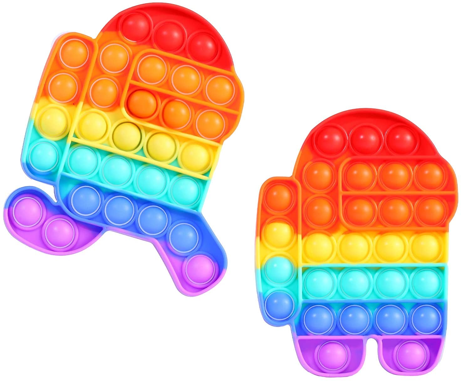 Pop It Bubble Fidget Toy, Stress Relief Toy, Sensory Toy Game for Kids, Pop Sound Toy, Gifts for Kids, Rainbow Color Popit Toys (Pack of 2, Robot)