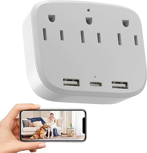 Miniatura 1 de ULar Cargador de pared de cámara de salida 4K para interiores, monitor de mascotas, cámara WiFi con control remoto de aplicación, alertas de