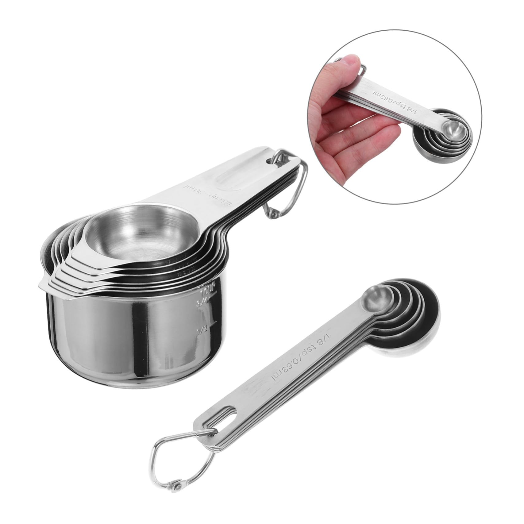 Alipis 2 ensembles Lot Tasses et Cuillères à Mesurer Acier Inoxydable Ergonomiques Suspension Outils de Cuisine pour Ingrédients Secs et Humides