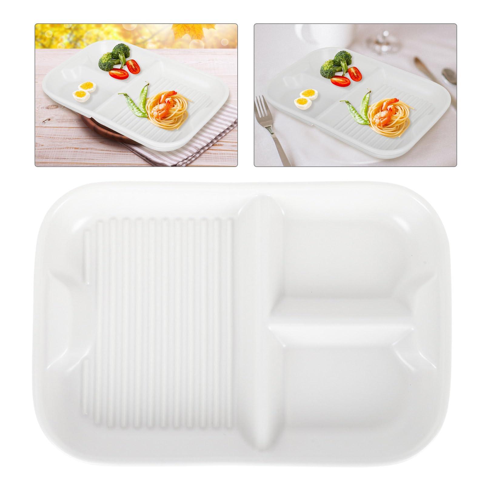Garneck Assiette Divisée en Céramique Blanche 3 Compartiments Solide et Élégante pour Servir Snacks Lors de Réceptions ou Restaurants