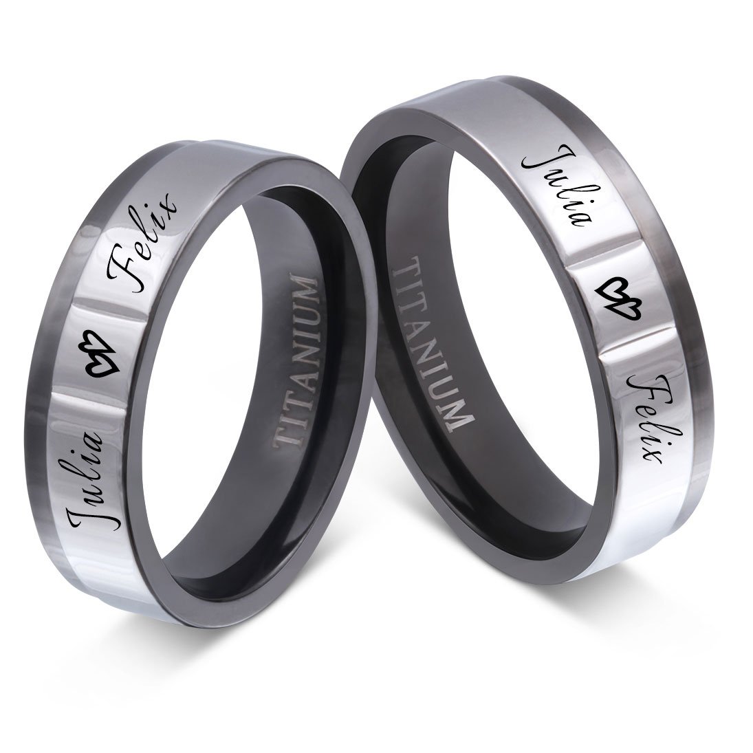 Juwelier Schönschmied Trauringe Partnerringe Eheringe - inkl. WUNSCHGRAVUR - Titan T25HHac - mit AMAZON KONFIGURATOR direkt online gestalten !
