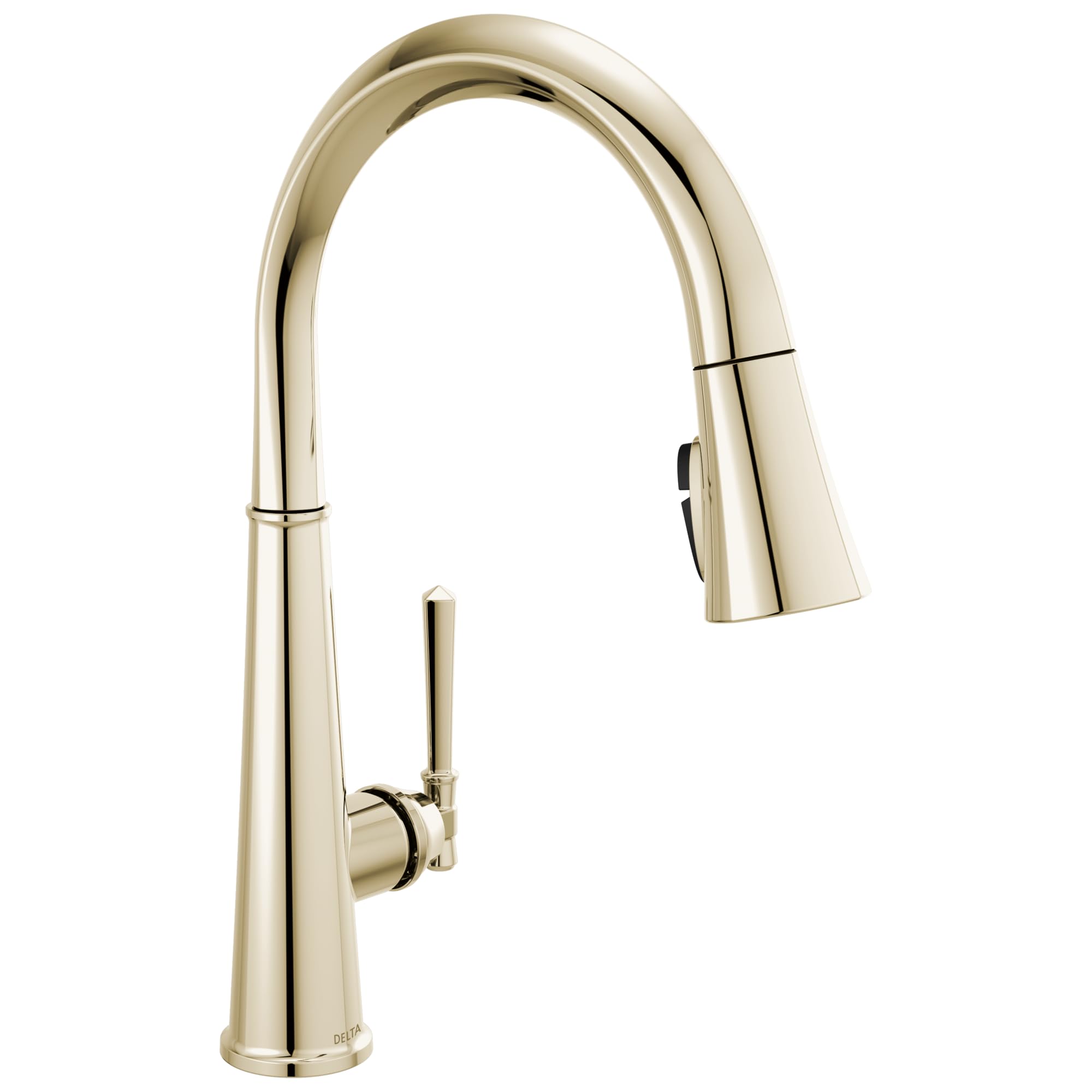 Delta Emmeline Polished Nickel Kitchen Faucet with Pull Down Sprayer, Modern Single Hole Kitchen Sink Faucet, Single Handle, Polished Nickel 9182-PN-PR-DST