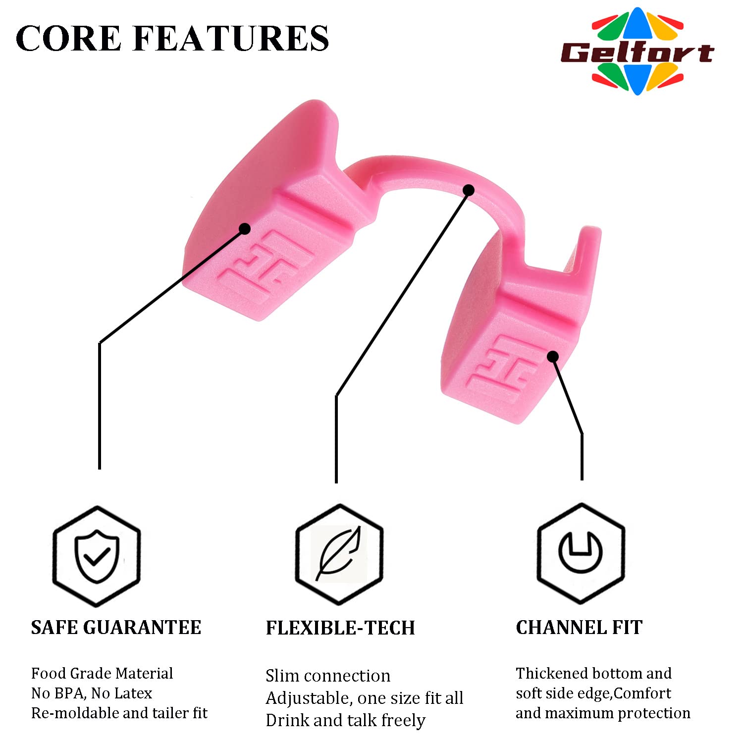 Protector bucal Powerlifting para todos los deportes de entrenamiento de fuerza, boquilla de fitness con diseño delgado, equipo de protección perfecto en gimnasios (paquete de 2 rosa)