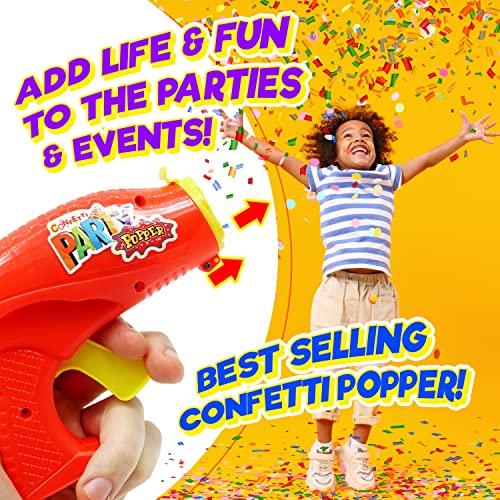 Image of JA-RU Confetti Poppers for Kids (12 Pack) Colorful Party Poppers Confetti Shooters, Confetti Gun, Party Favors for Gender Reveal, Wedding, Birthday & New Year's Eve | 955-12s