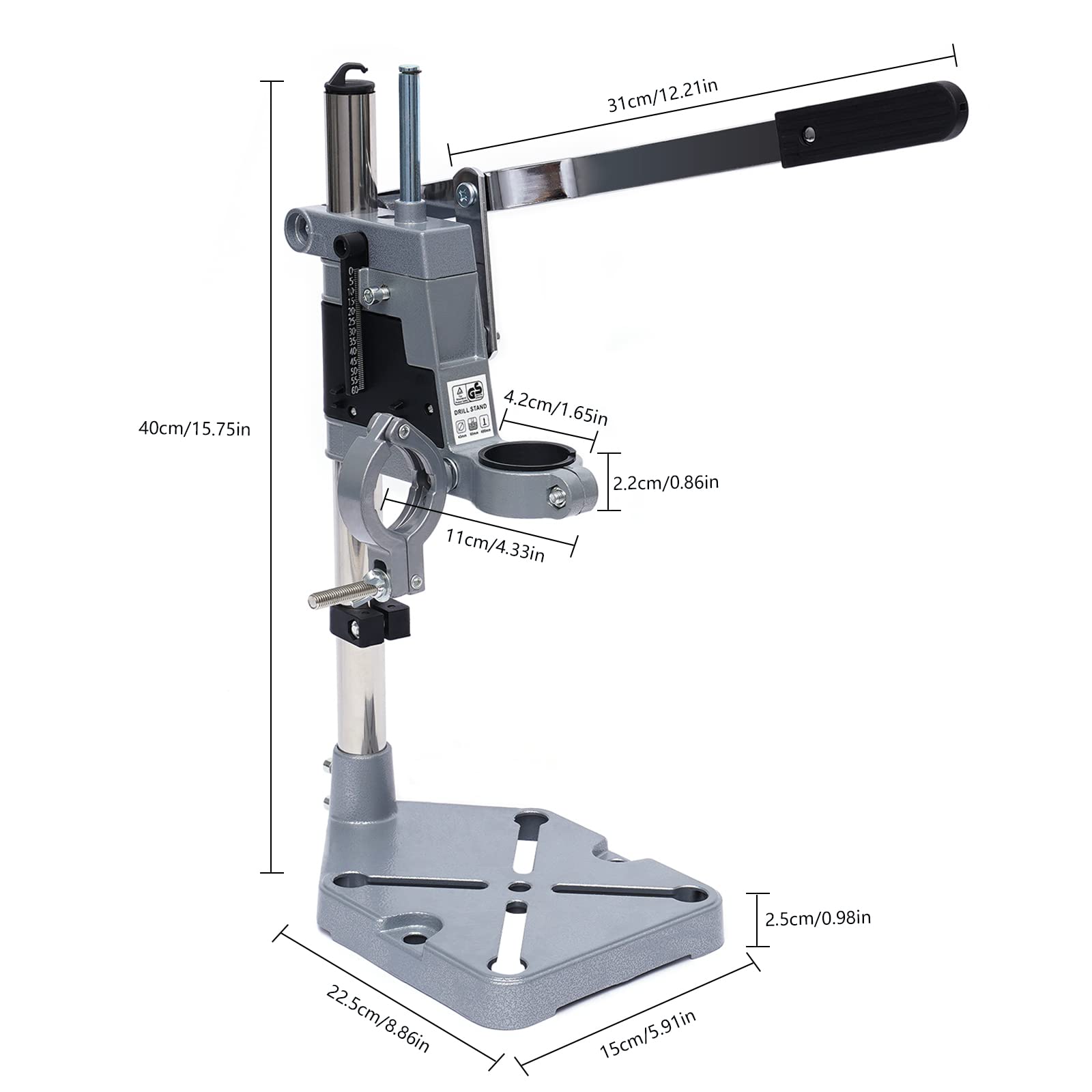 Drill Press Rotary Tool Workstation Stand, Drill Press Stand For Hand Drill, Benchtop Drill Press, Floor Drill Press Stand Table for Drill Workbench Repair Tool Clamp for Drilling Collet, Double Hole