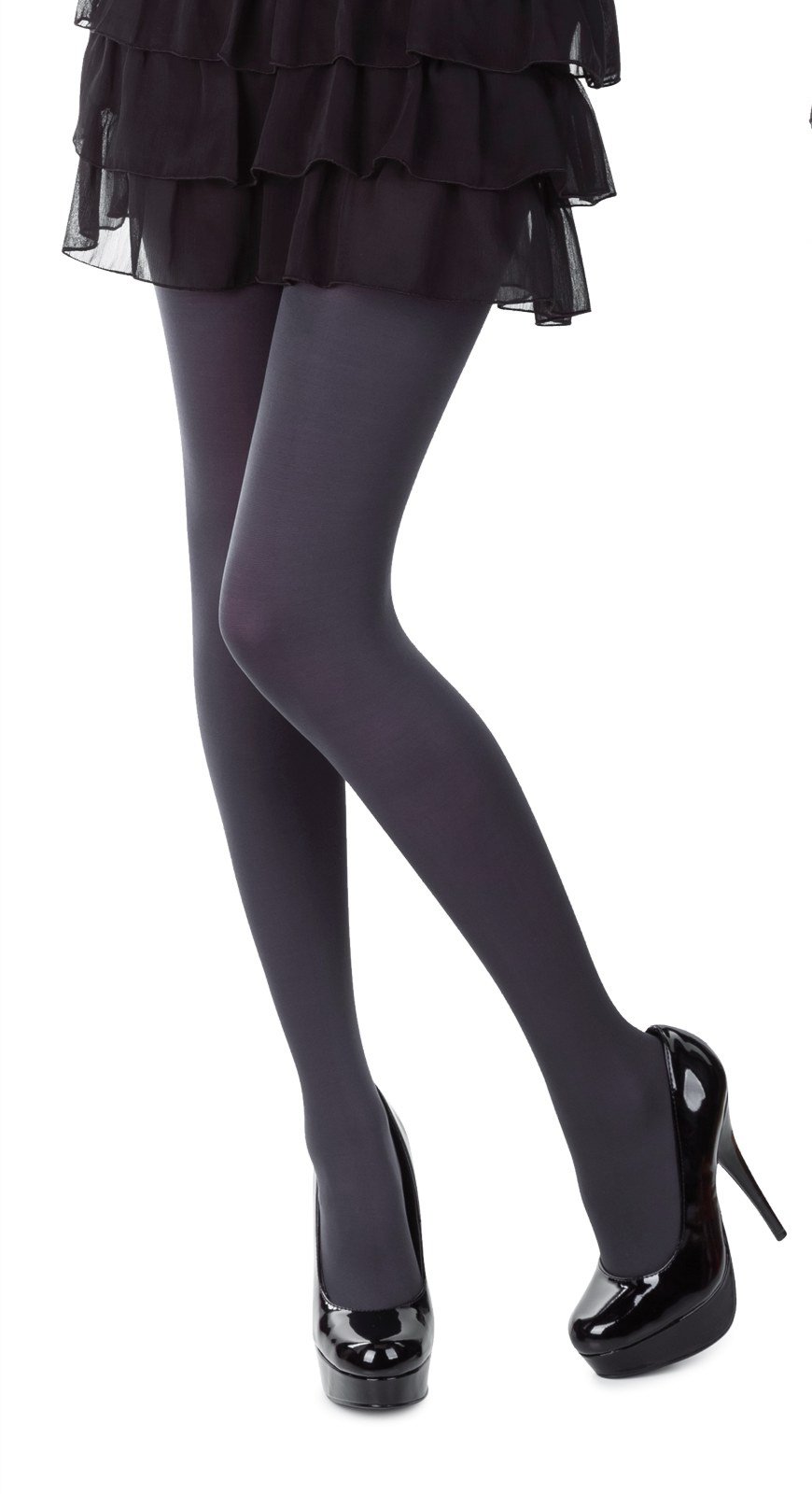 SENTELEGRI Colourful Opaque 60 Denier Tights, 30 Colours, Sizes S-XL (XLarge, Graphite)