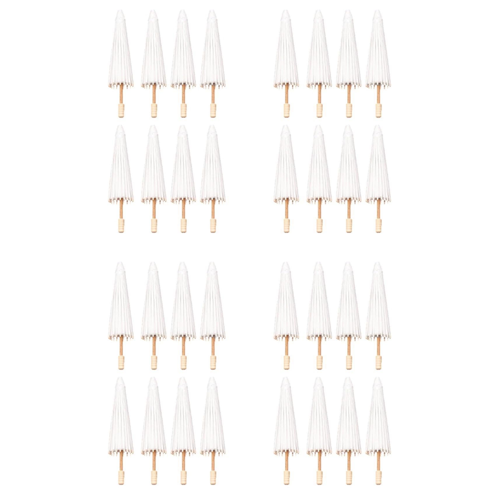 Hndhbfgrt 32PCS Paper Parasol Wedding Umbrella Party Favor 30cm Bamboo Umbrellas for Bridal Shower Centerpieces Photo Props